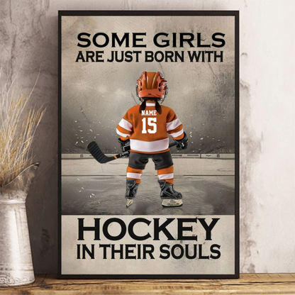 Some Boys Girls Are Just Born With Hockey - Personalized Hockey Kid Poster / Canvas - Gift For Hockey Lovers