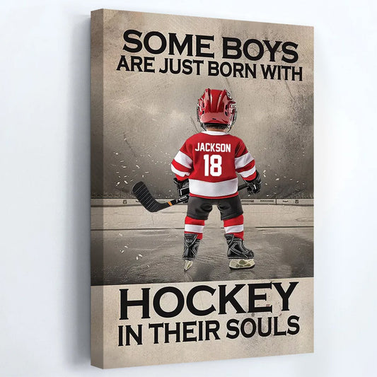 Some Boys Girls Are Just Born With Hockey - Personalized Hockey Kid Poster / Canvas - Gift For Hockey Lovers