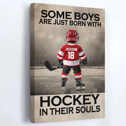 Some Boys Girls Are Just Born With Hockey - Personalized Hockey Kid Poster / Canvas - Gift For Hockey Lovers