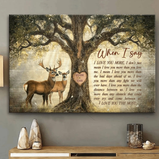 Personalized Love Tree Deer Poster / Canvas - Couple Anniversary Gifts