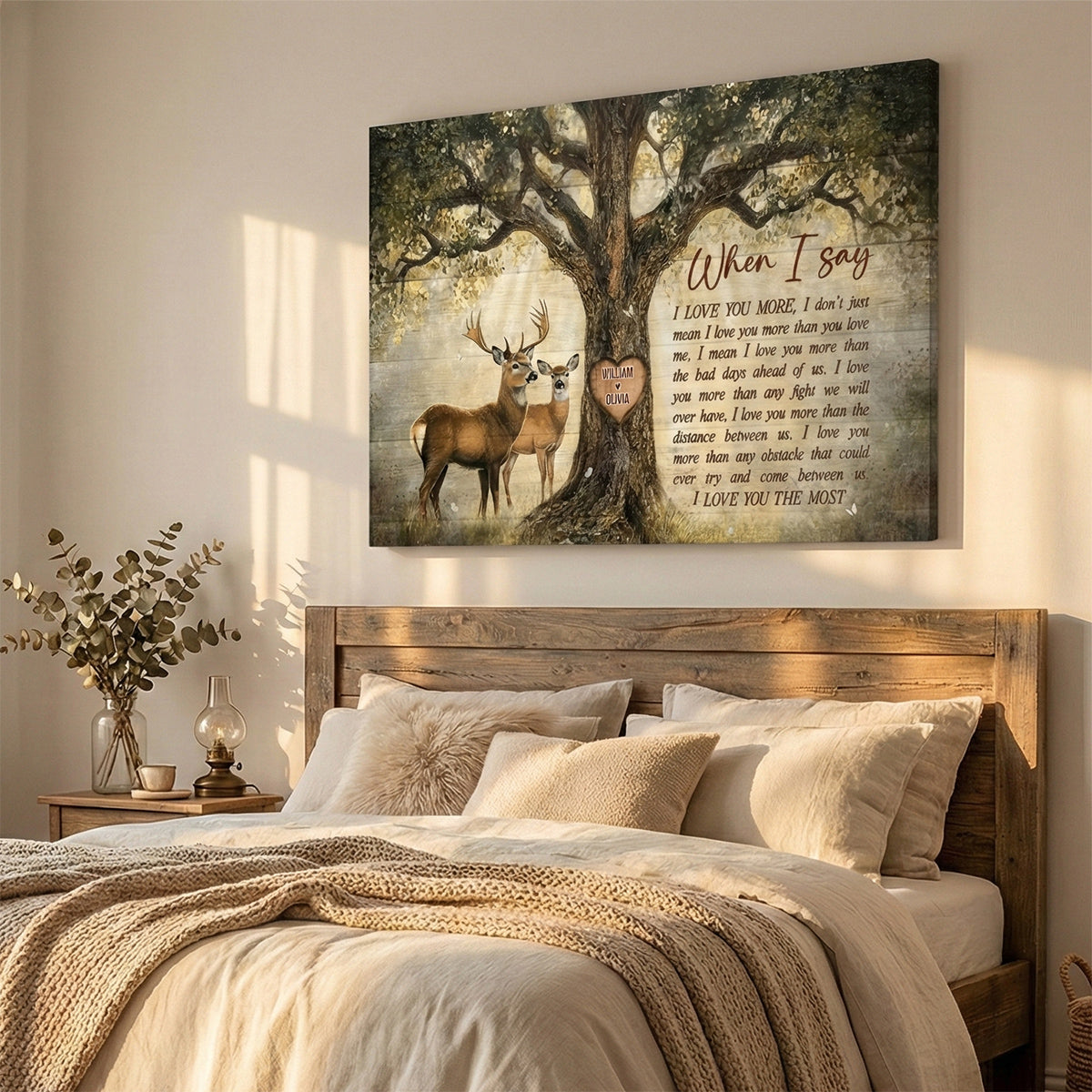 Personalized Love Tree Deer Poster / Canvas - Couple Anniversary Gifts