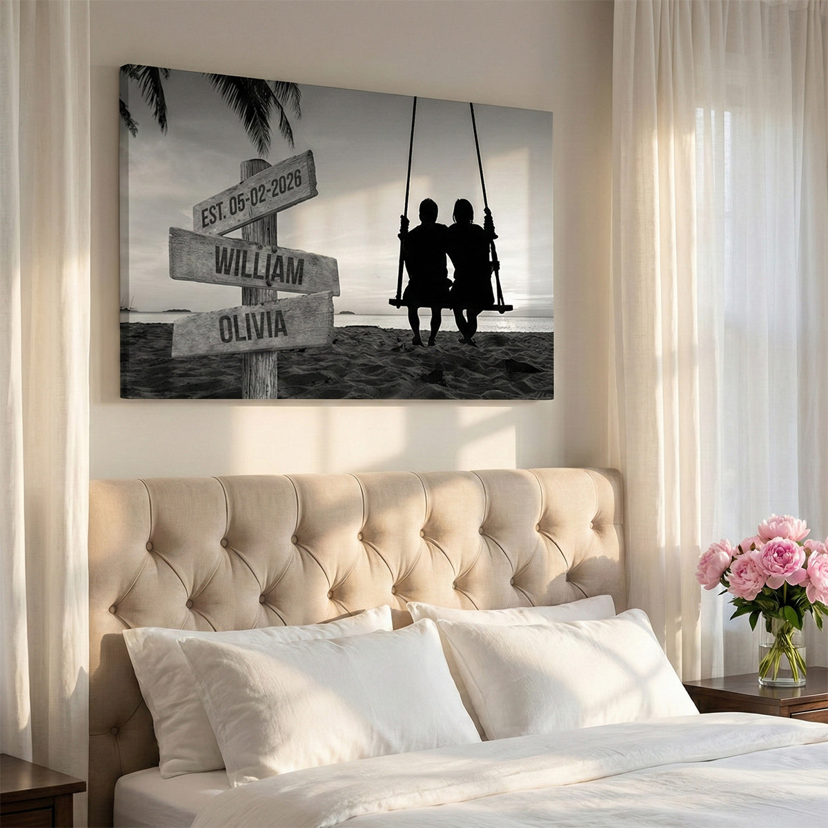 Personalized Couple Swing Canvas / Poster - Custom Names Wall Art
