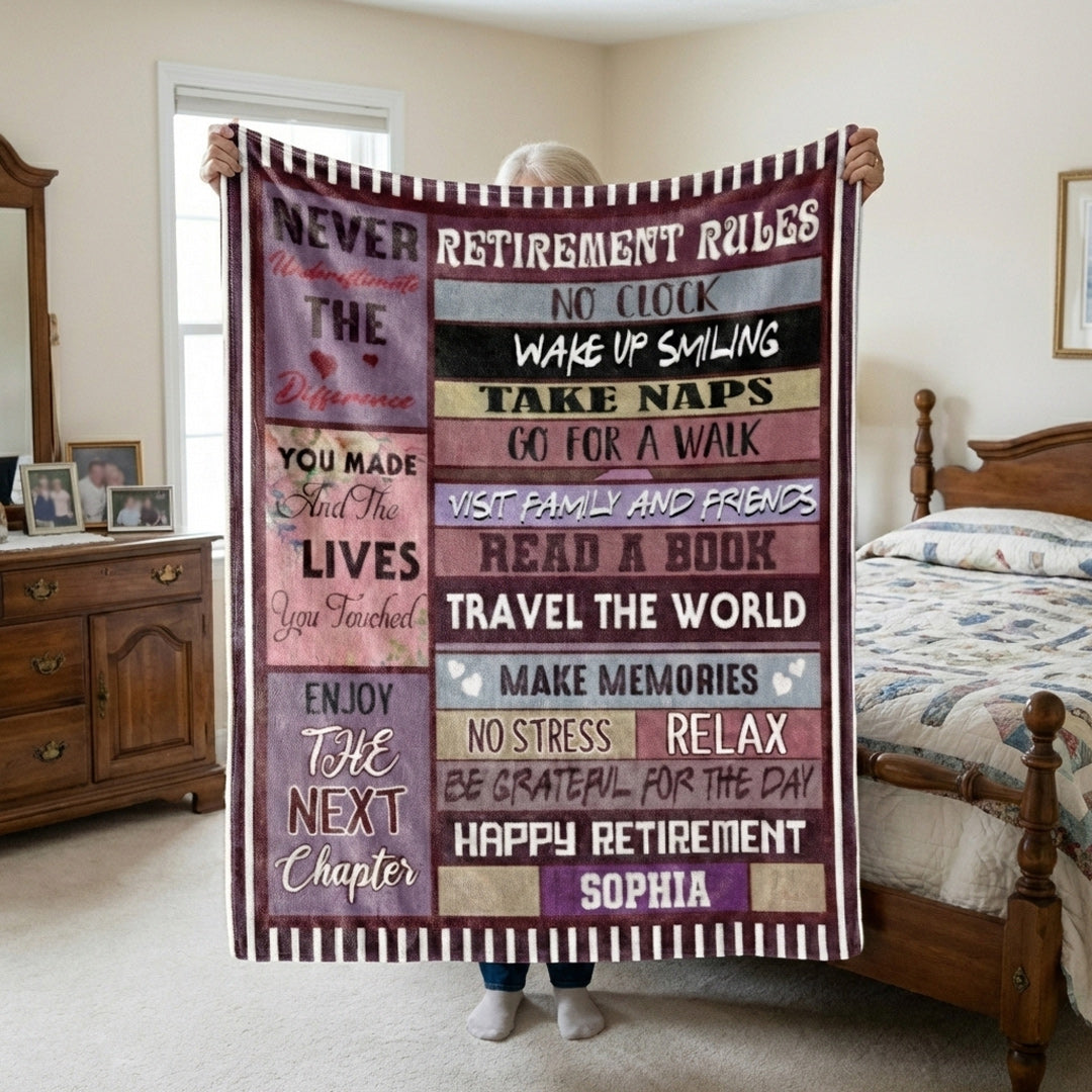 Personalized Custom Retirement Blanket - Retirement Gift For Colleagues, Mom, Dad, Grandparent