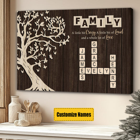 Personalized Family Canvas / Poster - Family Name Crossword Wall Art