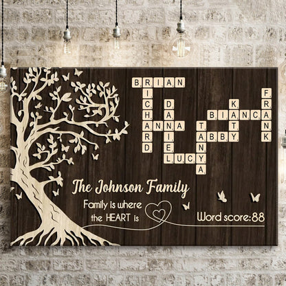 Personalized Family is Where the Heart is Poster / Canvas - Sentimental Gift for Loved Ones