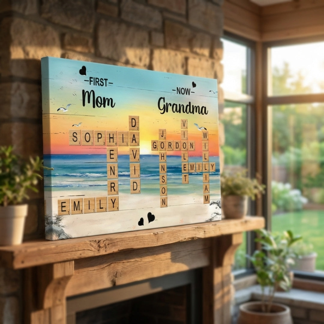 Personalized Customized Crossword Family Name Canvas / Poster - Custom Gift For Family Members