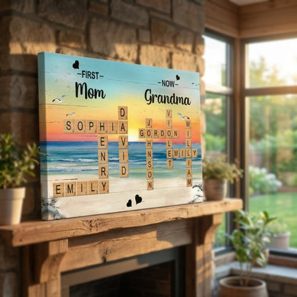 Personalized Customized Crossword Family Name Canvas / Poster - Custom Gift For Family Members