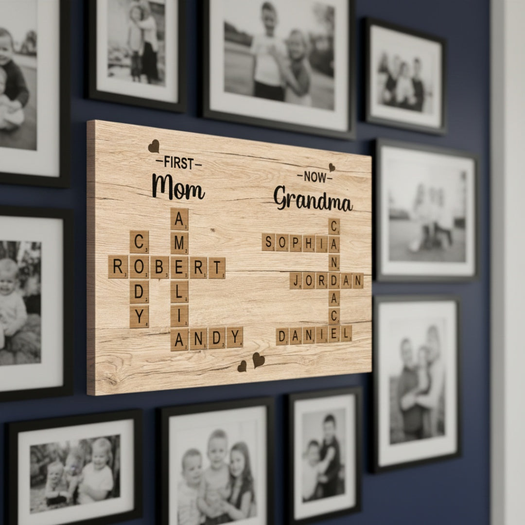 Personalized Customized Crossword Family Name Canvas / Poster - Custom Gift For Family Members