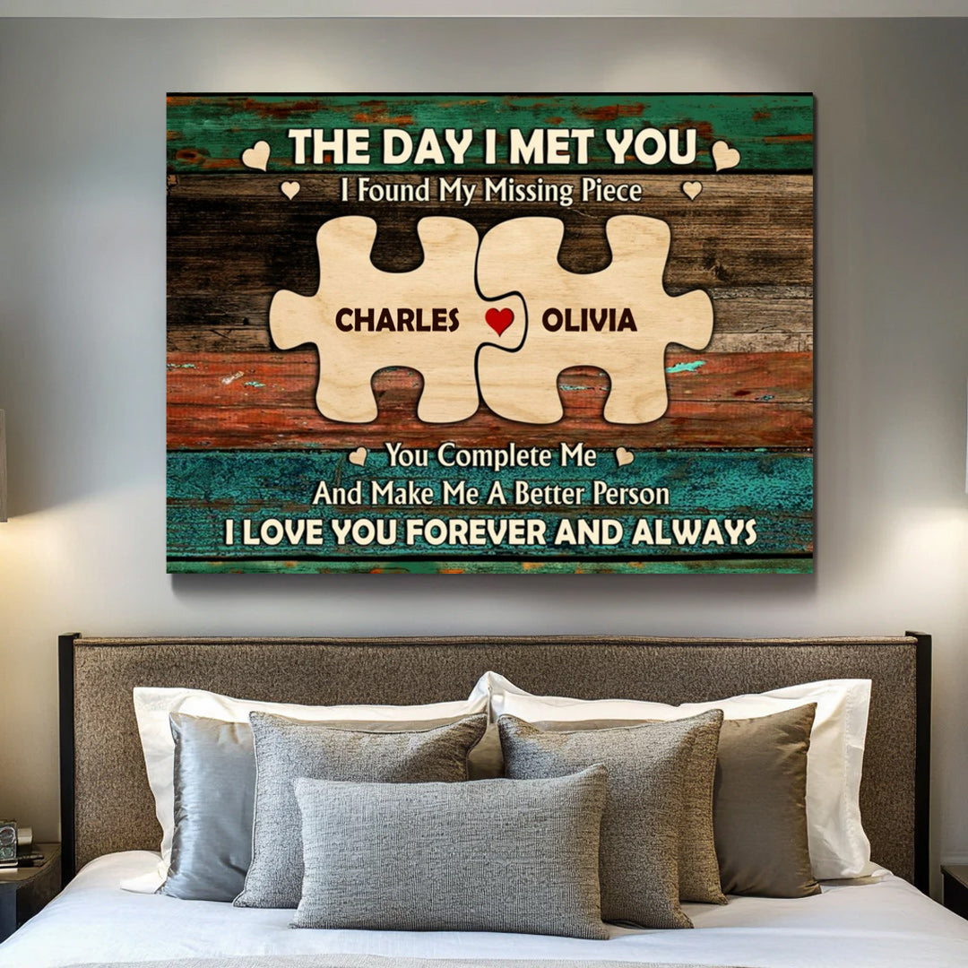 Personalized I Found My Missing Piece Poster / Canvas - Custom Anniversary Gift For Couples