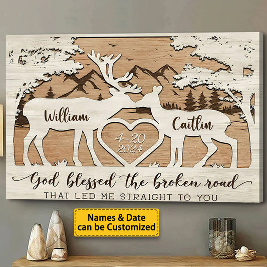 God Blessed The Broken Road - Gift For Couple Personalized Poster / Canvas