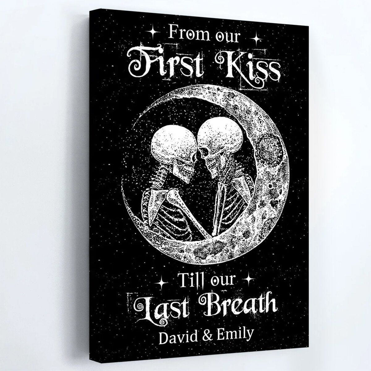 I Love You To The Moon And Back - Personalized Custom Skeleton Skull Couple Poster / Canvas