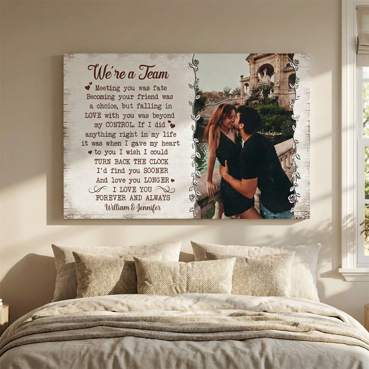 Personalized Custom Photo We're A Team Poster / Canvas - Custom Anniversary Gift For Couples
