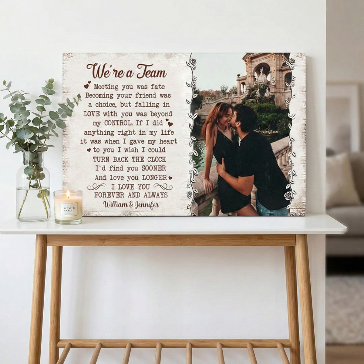 Personalized Custom Photo We're A Team Poster / Canvas - Custom Anniversary Gift For Couples