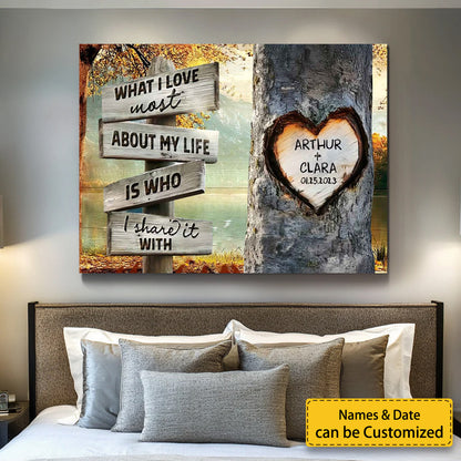 Personalized "What I Love" Poster / Canvas | Custom Rustic Tree Gift for Couples