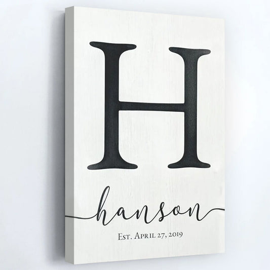 Monogram Family Name Sign - Personalized Custom Family Canvas / Poster