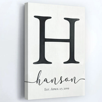 Monogram Family Name Sign - Personalized Custom Family Canvas / Poster