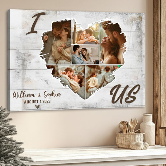 Personalized Heart Shaped Photo Collage Poster / Canvas - Custom Photos Of Us
