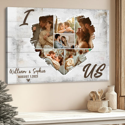 Personalized Heart Shaped Photo Collage Poster / Canvas - Custom Photos Of Us