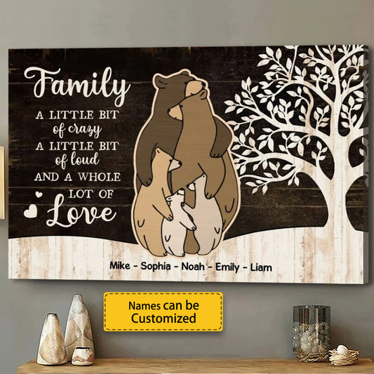 A Whole Lot Of Love - Personalized Custom Family Bear Wooden Style Poster / Canvas