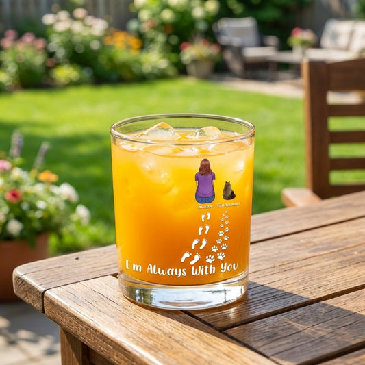 I'm Always With You Never Walk Alone - Personalized Custom Pet Memorial Whiskey Glass
