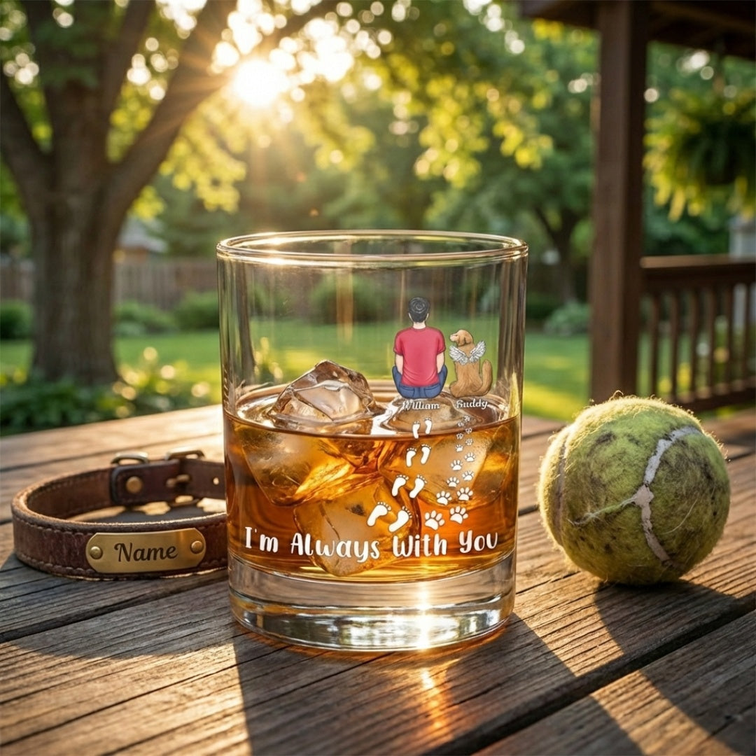 I'm Always With You Never Walk Alone - Personalized Custom Pet Memorial Whiskey Glass