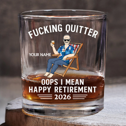 Oops I Mean Happy Retirement - Personalized Custom Whiskey Glass