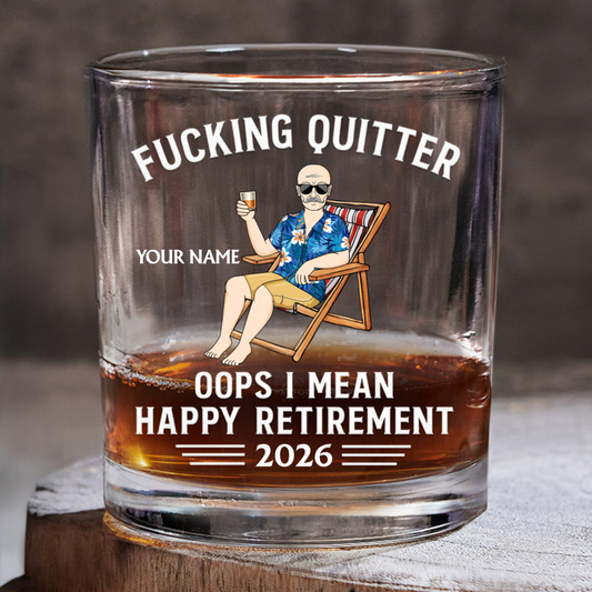 Oops I Mean Happy Retirement - Personalized Custom Whiskey Glass