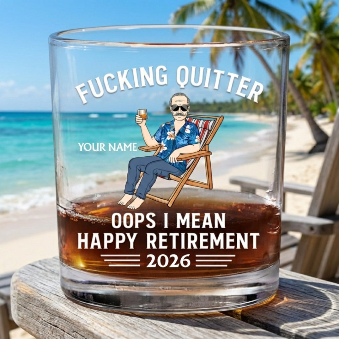 Oops I Mean Happy Retirement - Personalized Custom Whiskey Glass