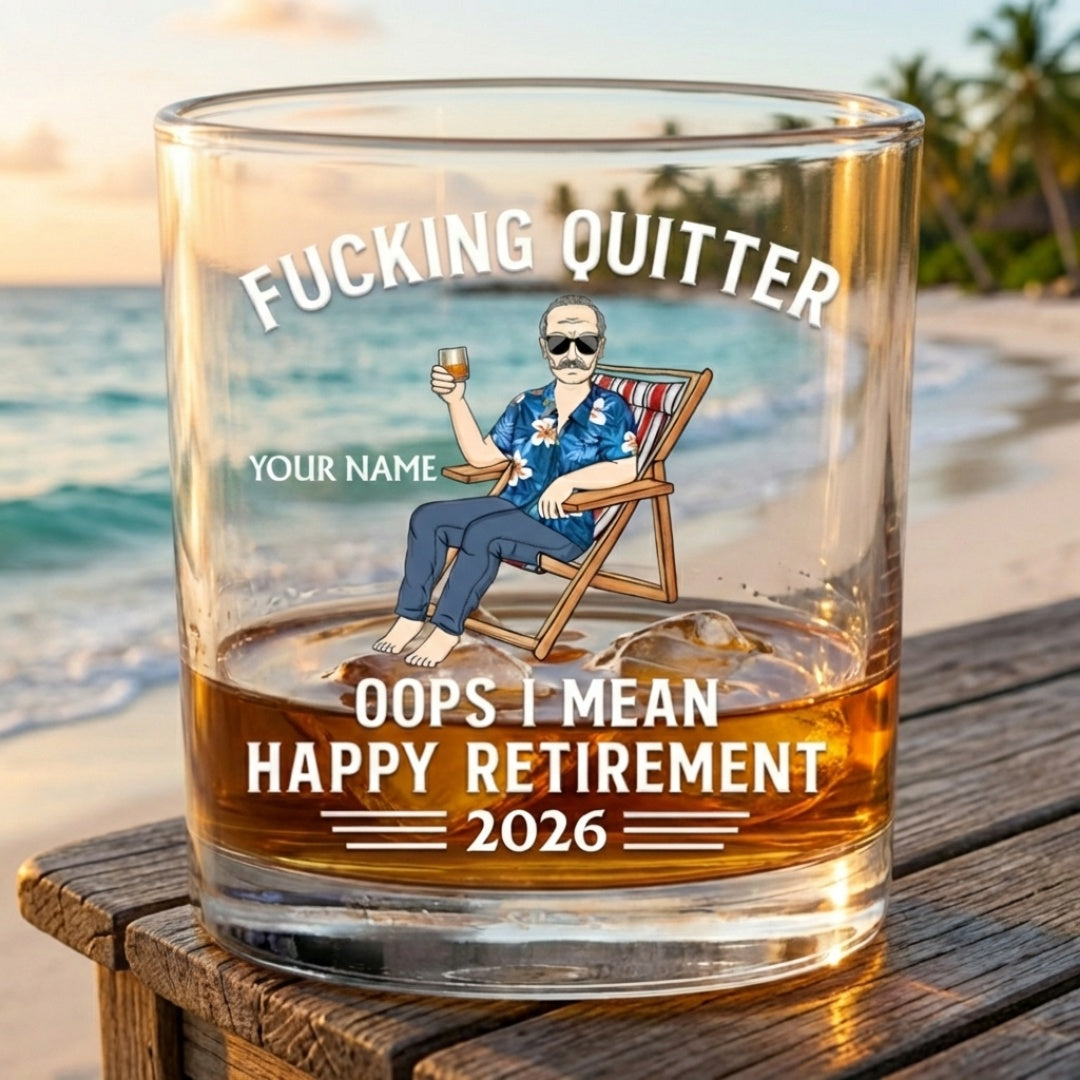 Oops I Mean Happy Retirement - Personalized Custom Whiskey Glass