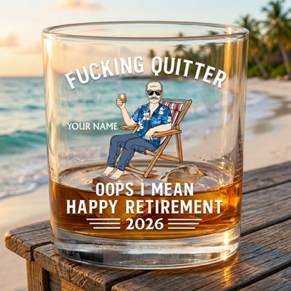 Oops I Mean Happy Retirement - Personalized Custom Whiskey Glass