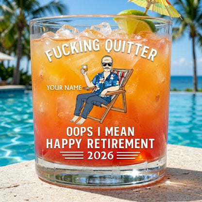 Oops I Mean Happy Retirement - Personalized Custom Whiskey Glass
