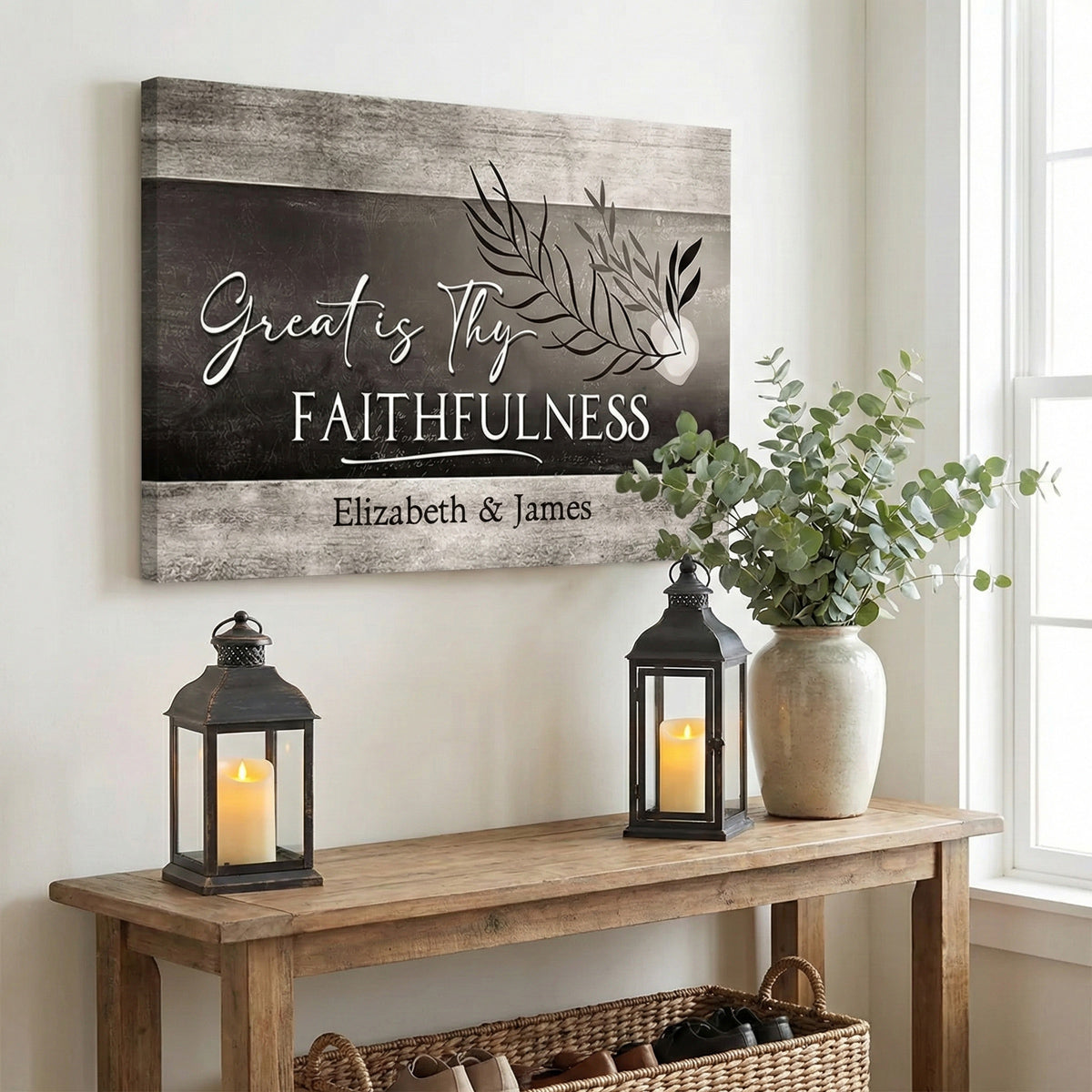 Christian Art: Great Is Thy Faithfulness - Personalized Christian Wall Decor Canvas / Poster
