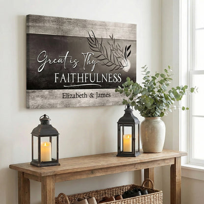 Christian Art: Great Is Thy Faithfulness - Personalized Christian Wall Decor Canvas / Poster