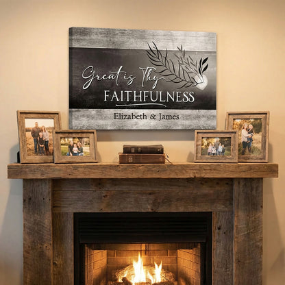 Christian Art: Great Is Thy Faithfulness - Personalized Christian Wall Decor Canvas / Poster