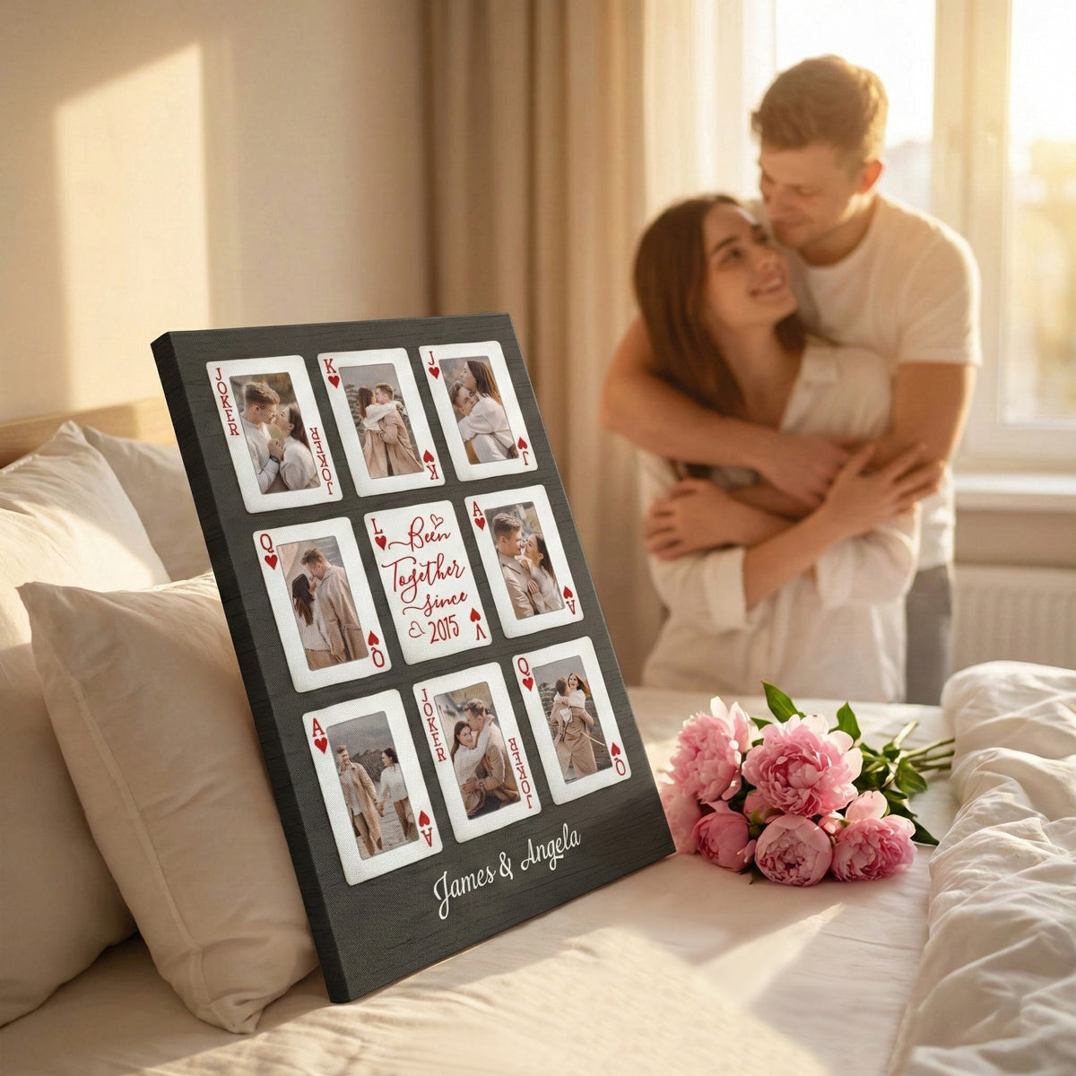 Personalized Lucky In Love Photo Canvas / Poster - Custom Gifts For Couples