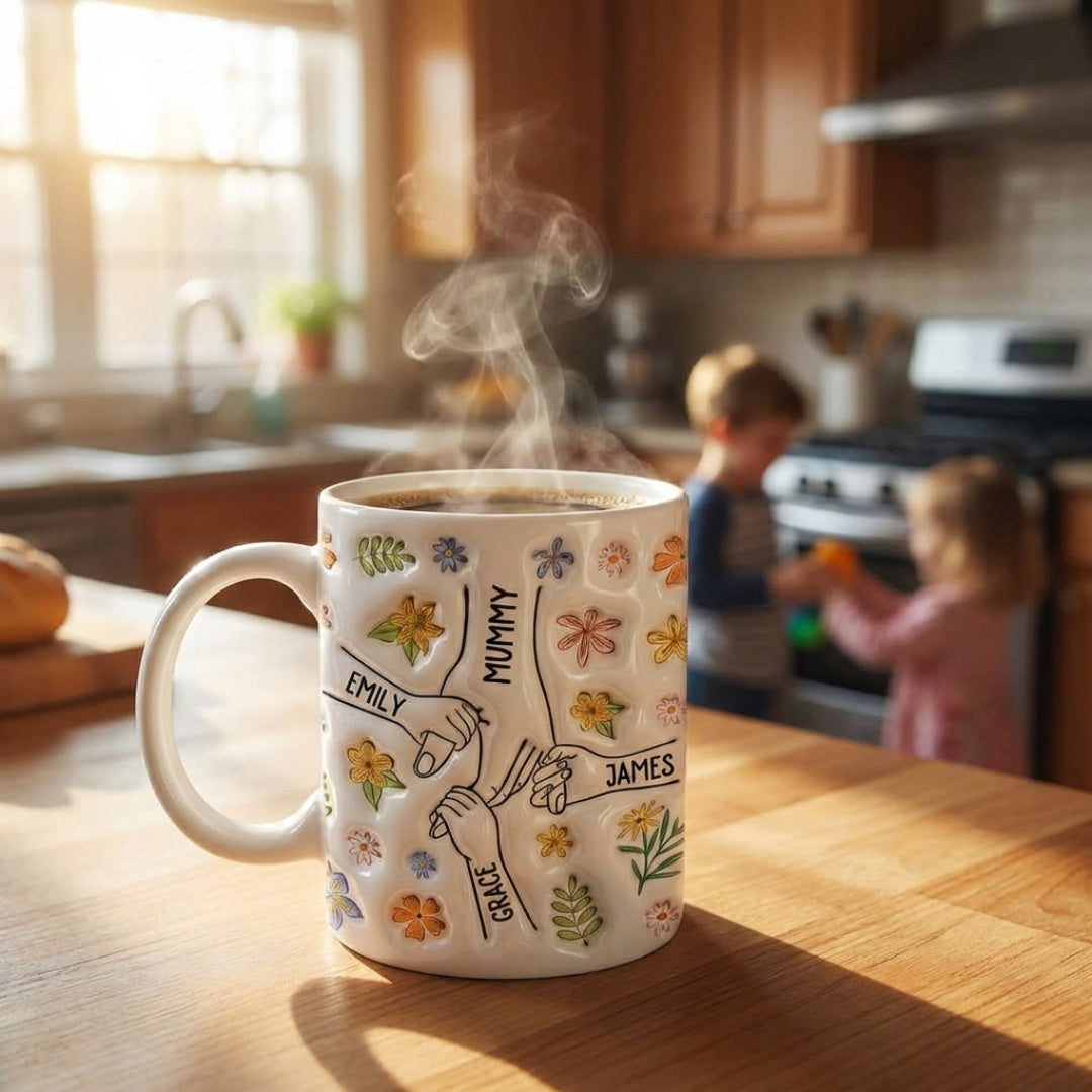 You Hold Our Hands Also Our Hearts - Personalised Mug For Mama / Grandma