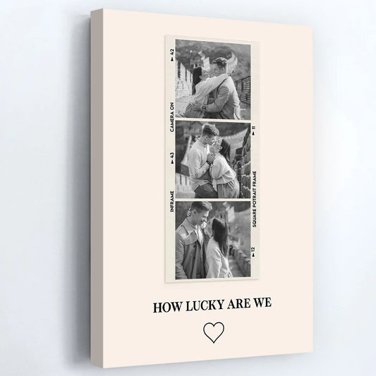 How Lucky Are We - Personalized Custom Heart And Photographs Poster / Canvas