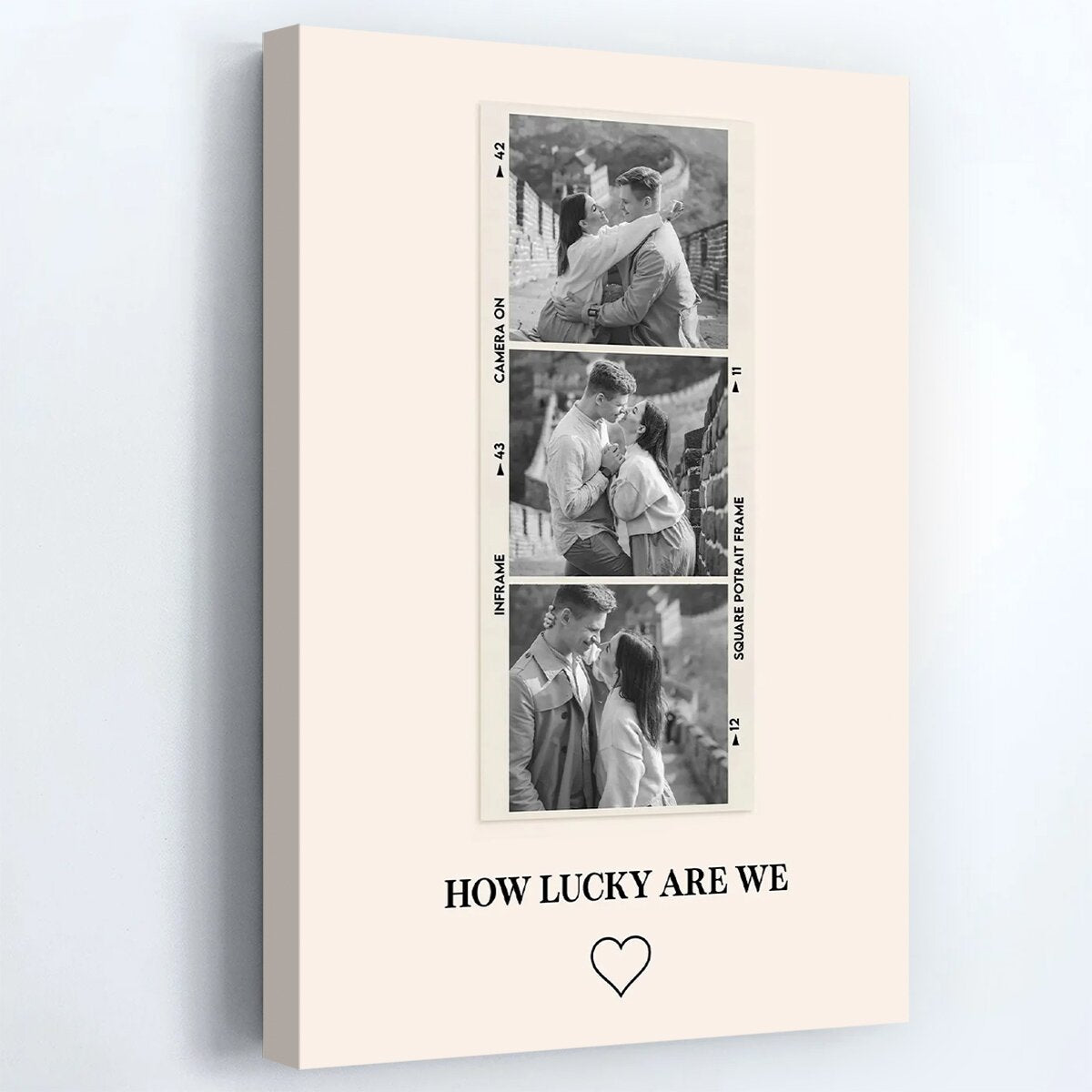 How Lucky Are We - Personalized Custom Heart And Photographs Poster / Canvas