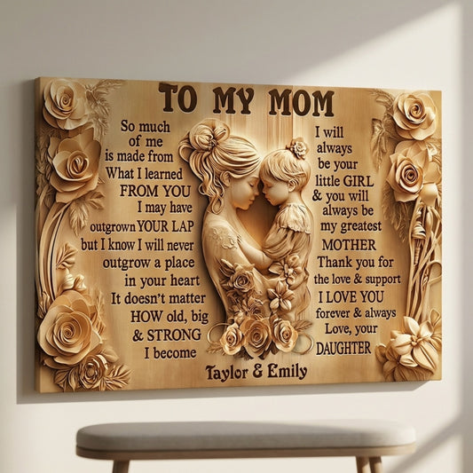 Mother and Daughter Bond With Flowers - Personalized Custom Poster / Canvas To My Mom
