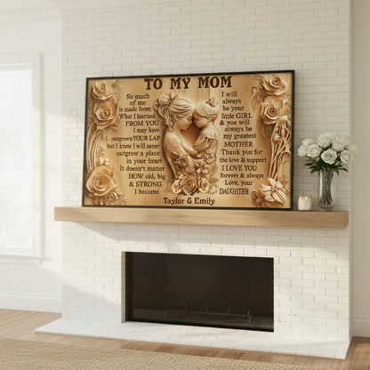 Mother and Daughter Bond With Flowers - Personalized Custom Poster / Canvas To My Mom