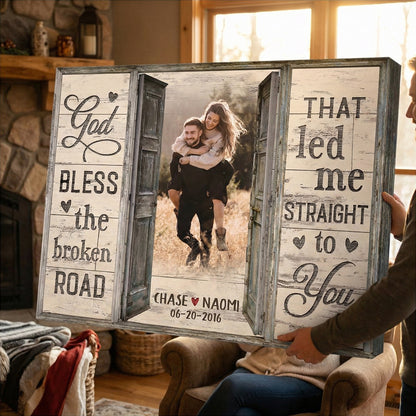 God Bless The Broken Road - Personalized Custom Window Frame Photo Canvas / Poster