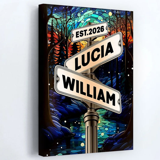 Under The Night Sky A Timeless Bond - Personalized Custom Moon And Street Signs Poster / Canvas