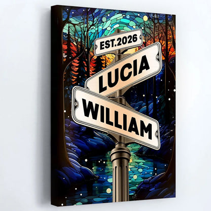 Under The Night Sky A Timeless Bond - Personalized Custom Moon And Street Signs Poster / Canvas