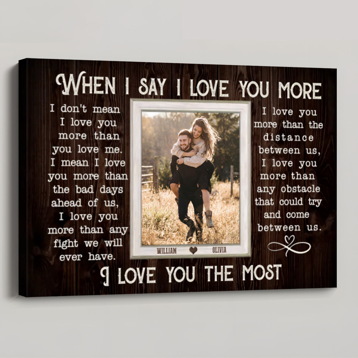 When I Say I Love You More - Personalized Custom Couple Photo Poster / Canvas