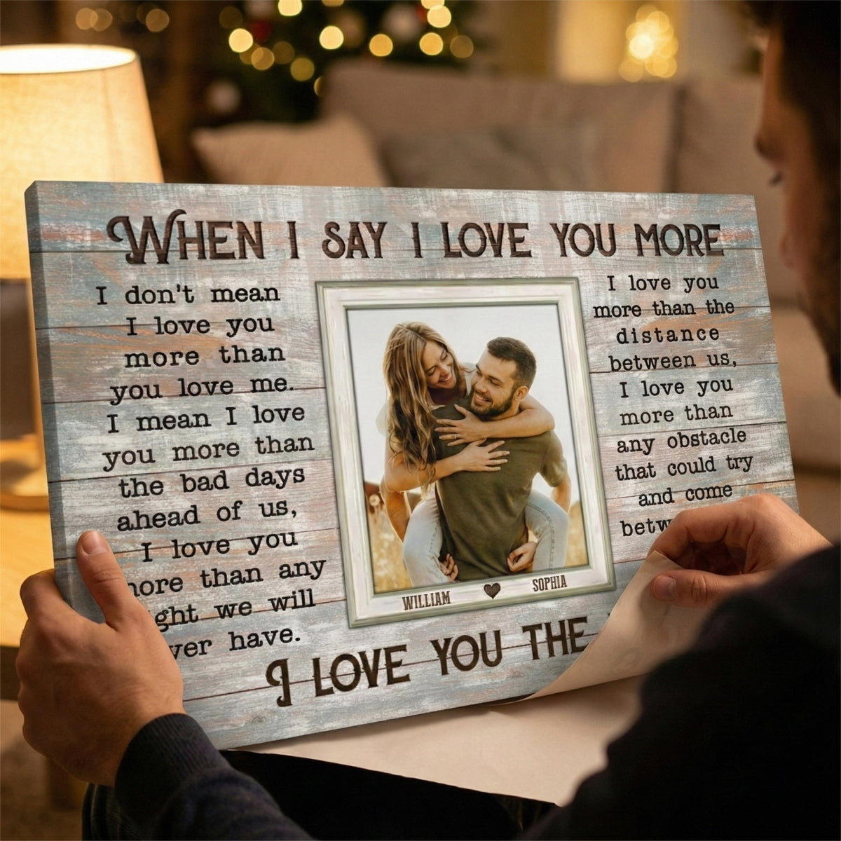 When I Say I Love You More - Personalized Custom Couple Photo Poster / Canvas