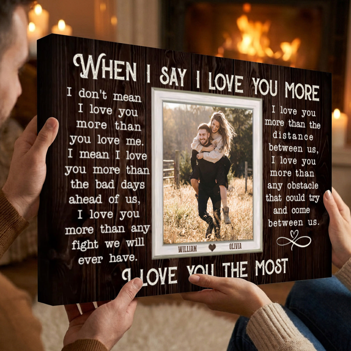 When I Say I Love You More - Personalized Custom Couple Photo Poster / Canvas