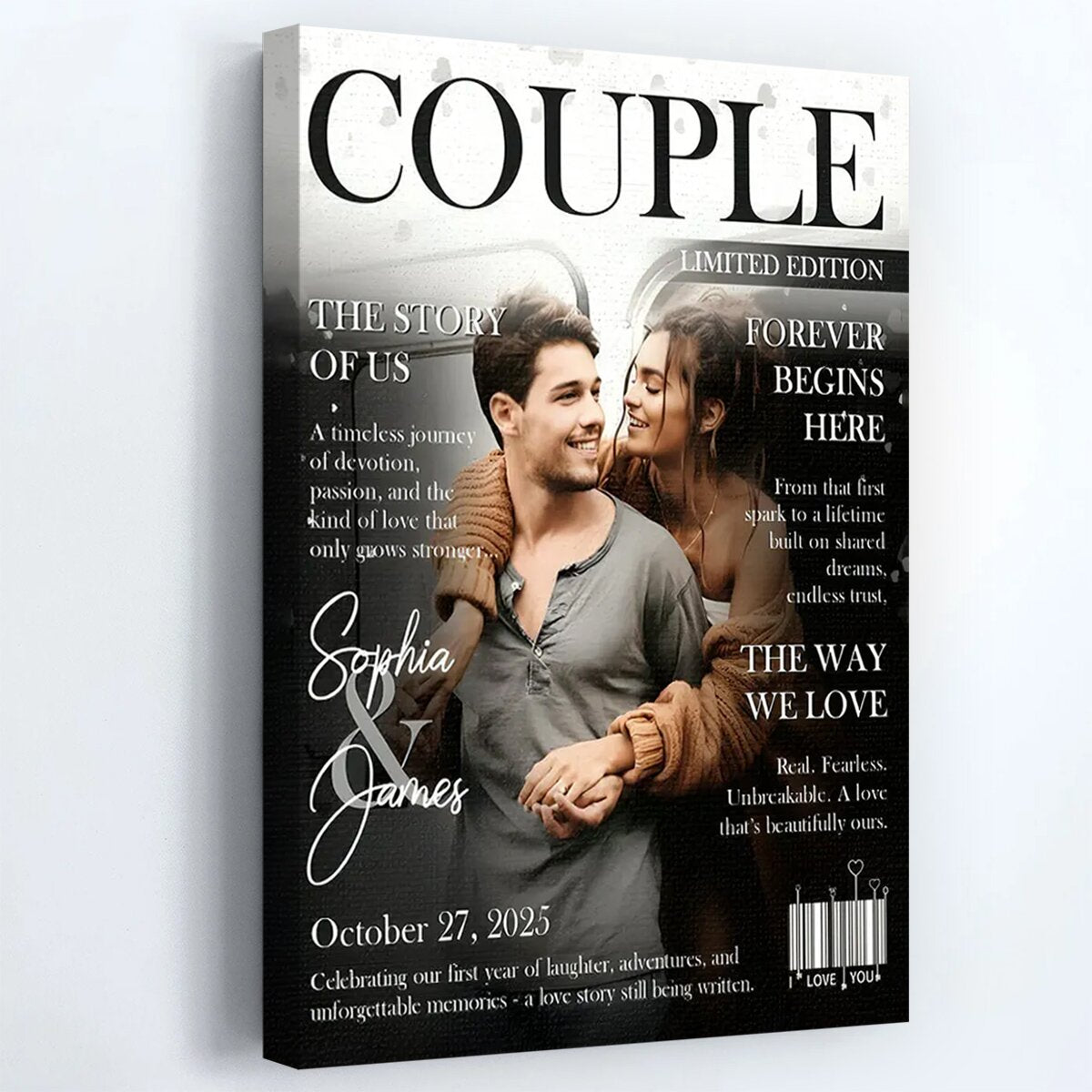 Personalized Love Story Couple Magazine Cover Poster / Canvas - Gift For Romantic Couple