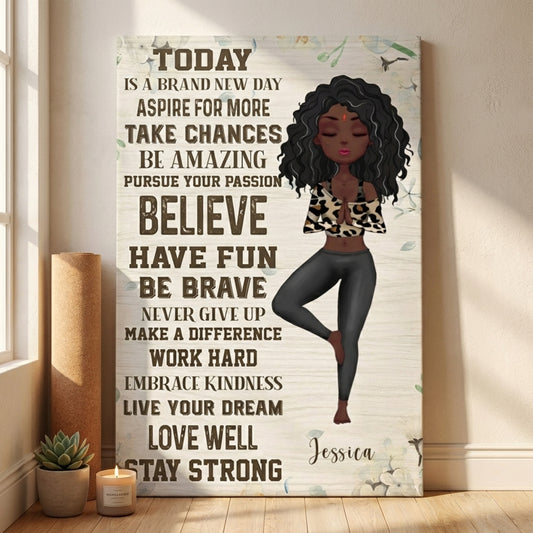 Personalized Today Is A Brand New Day Poster / Canvas - Gift For Yoga Lover