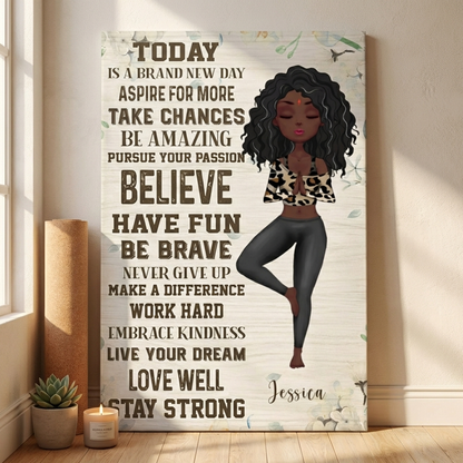 Personalized Today Is A Brand New Day Poster / Canvas - Gift For Yoga Lover