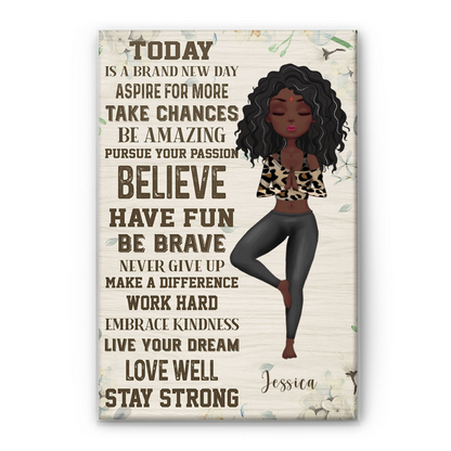 Personalized Today Is A Brand New Day Poster / Canvas - Gift For Yoga Lover